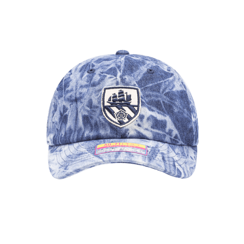 Manchester City Ranch Adjustable with high crown, curved peak brim, and adjustable buckle strap closure, in Denim Blue