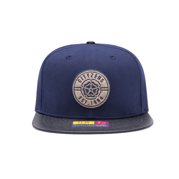 Juventus Swatch Fitted with high crown, PU leather flat peak brim, in Navy